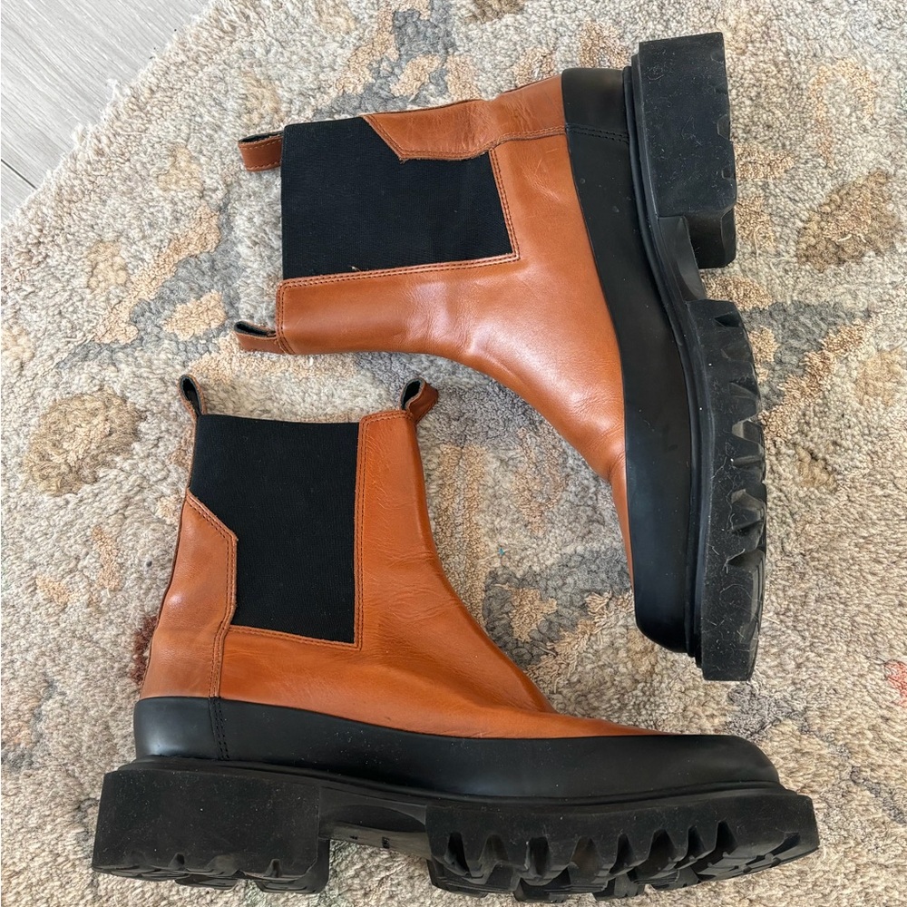 All Saints Tan Leather Ankle Boots